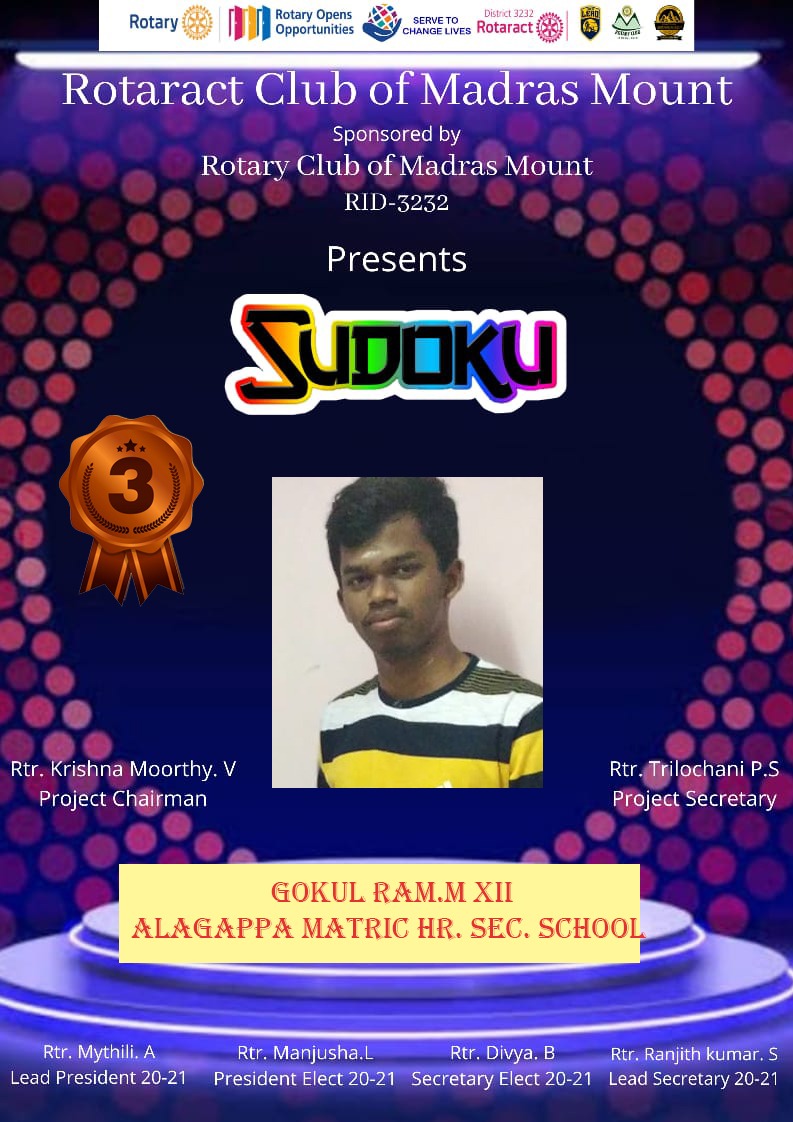 Rotary Club of Madras Mount 2021, Alagappa Schools